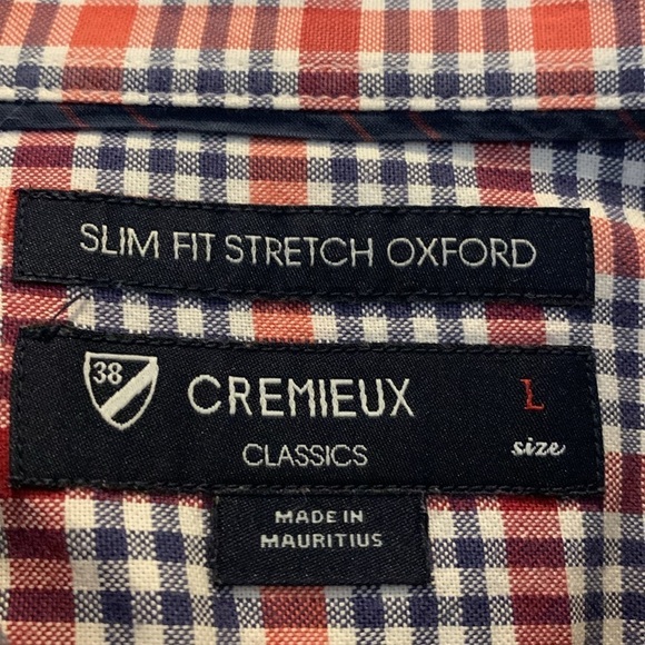 Cremieux Classics Slim Fit Stretch Oxford Red & Blue Plaid Button Down  Large - Picture 3 of 5